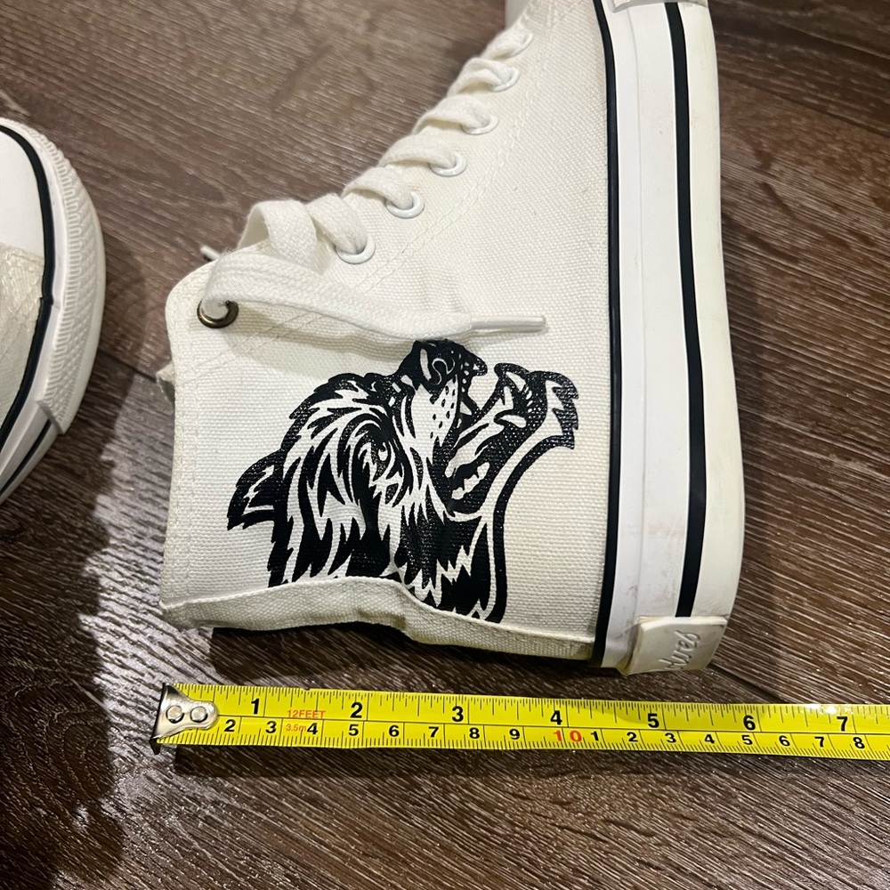 Wolves darc sport White High-Top Sneakers with Black wolf Design size 8 - Picture 10 of 13